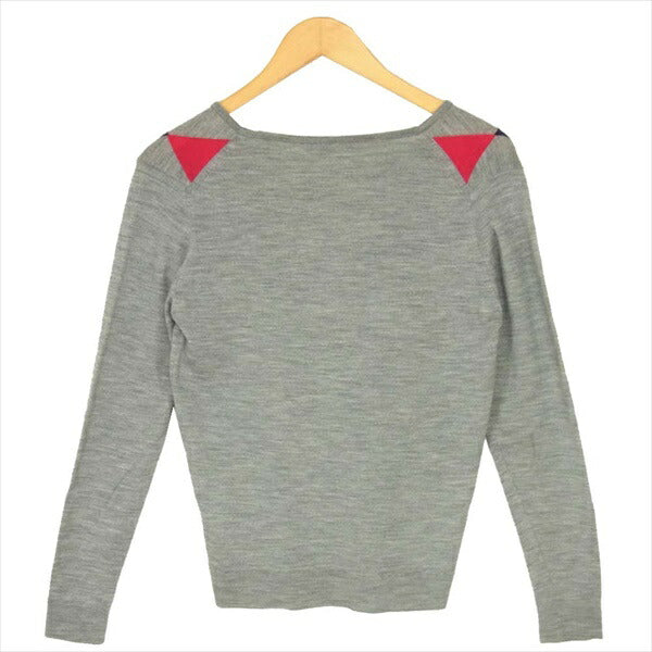 JOHN SMEDLEY ジョンスメドレー CA09735 Vネック アーガイル 薄手 イギリス製 セーター ニット グレー系 S【中古】