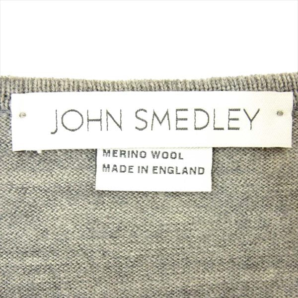 JOHN SMEDLEY ジョンスメドレー CA09735 Vネック アーガイル 薄手 イギリス製 セーター ニット グレー系 S【中古】