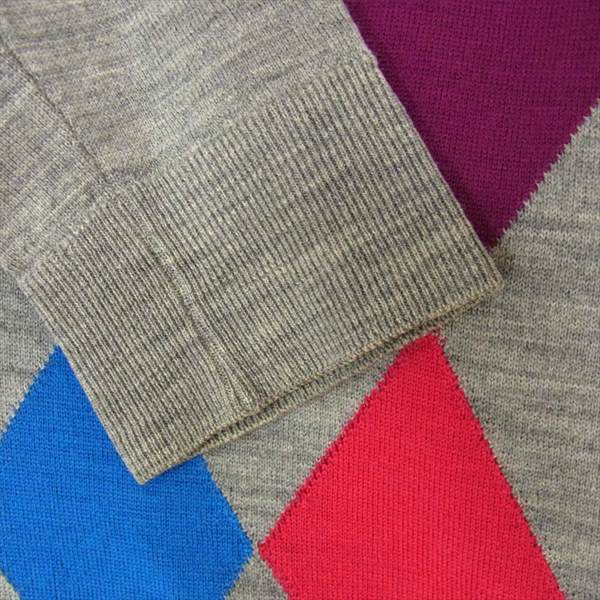 JOHN SMEDLEY ジョンスメドレー CA09735 Vネック アーガイル 薄手 イギリス製 セーター ニット グレー系 S【中古】