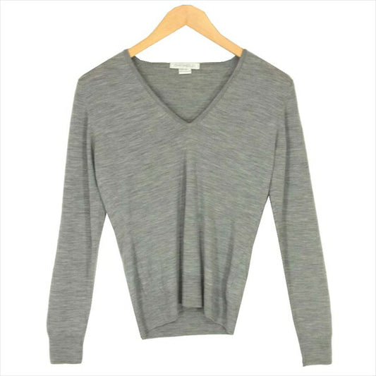 JOHN SMEDLEY ジョンスメドレー Vネック 無地 薄手 イギリス製 セーター ニット グレー系 S【中古】