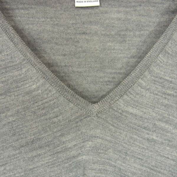 JOHN SMEDLEY ジョンスメドレー Vネック 無地 薄手 イギリス製 セーター ニット グレー系 S【中古】