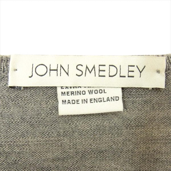JOHN SMEDLEY ジョンスメドレー Vネック 無地 薄手 イギリス製 セーター ニット グレー系 S【中古】