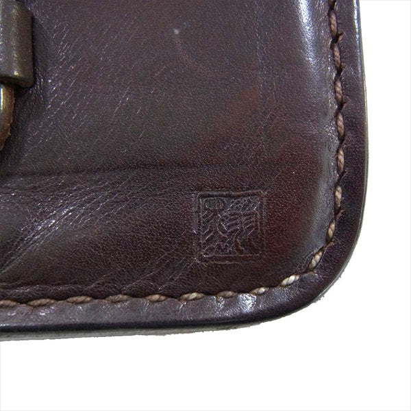 黒羽 レザーミドルウォレット 二つ折り 財布 ブラウン系【中古】