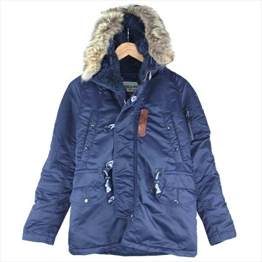 MIRROR OF Shinzone ミラーオブシンゾーン 12AMSC005 N-3B ファー付き ナイロン フライト ジャケット ネイビー系 36【中古】