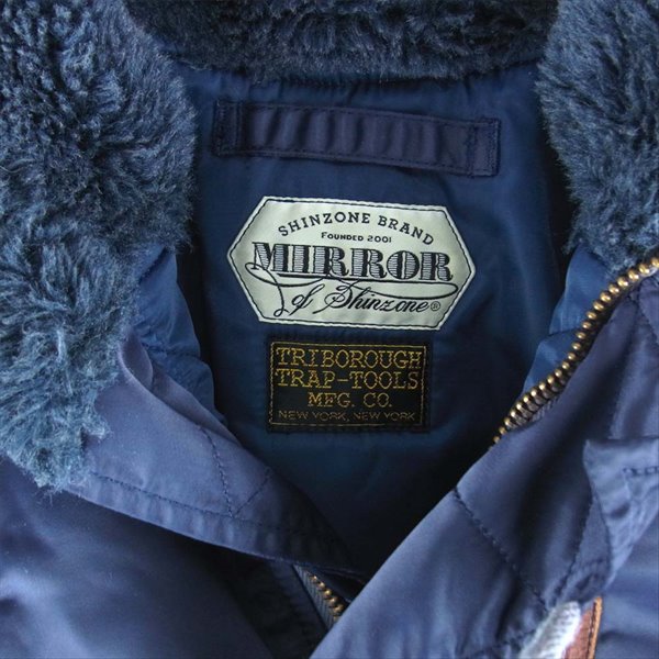MIRROR OF Shinzone ミラーオブシンゾーン 12AMSC005 N-3B ファー付き ナイロン フライト ジャケット ネイビー系 36【中古】