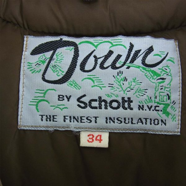 schott ショット レザー切替 ナイロン ダウン ベスト ジレ ブラウン系 34【中古】