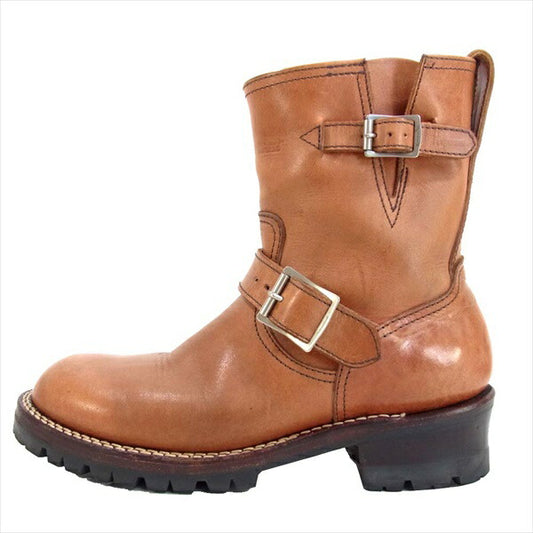 THE FLAT HEAD ザフラットヘッド Vibram ビブラムソール ベルト レザー エンジニア ブーツ ライトブラウン系 30　24 2/1【中古】