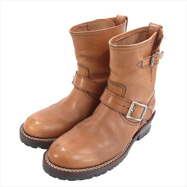 THE FLAT HEAD ザフラットヘッド Vibram ビブラムソール ベルト レザー エンジニア ブーツ ライトブラウン系 30　24 2/1【中古】