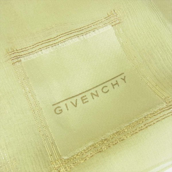 GIVENCHY ジバンシィ シルク ストール スカーフ 薄手 ロゴ ゴールド系【美品】【中古】