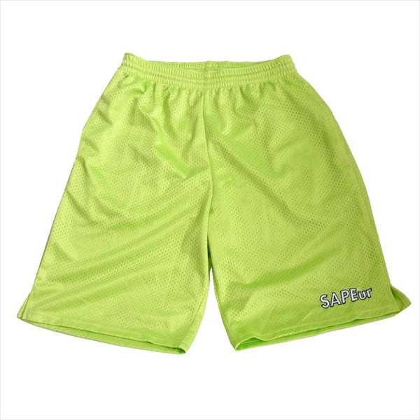 サプール ロゴ刺? メッシュ ハーフパンツ  ショーツ ハーフ ライトグリーン系 S【中古】