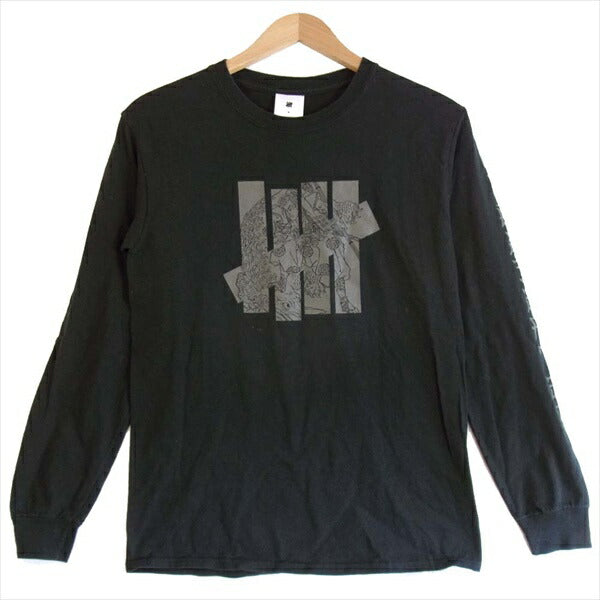 UNDEFEATED アンディフィーテッド 浮世絵 ロゴプリント 長袖 ロングスリーブ クルーネック Tシャツ 黒系 S【中古】
