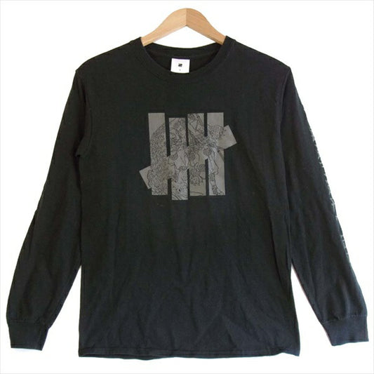 UNDEFEATED アンディフィーテッド 浮世絵 ロゴプリント 長袖 ロングスリーブ クルーネック Tシャツ 黒系 S【中古】