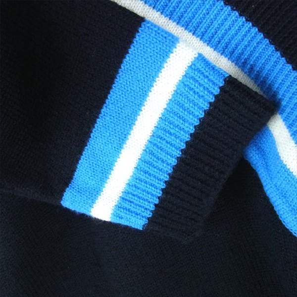NEON SIGN ネオンサイン 0711 17SS COLLEGE SWEATER Vネック カレッジ セーター ニット 黒系 46【中古】