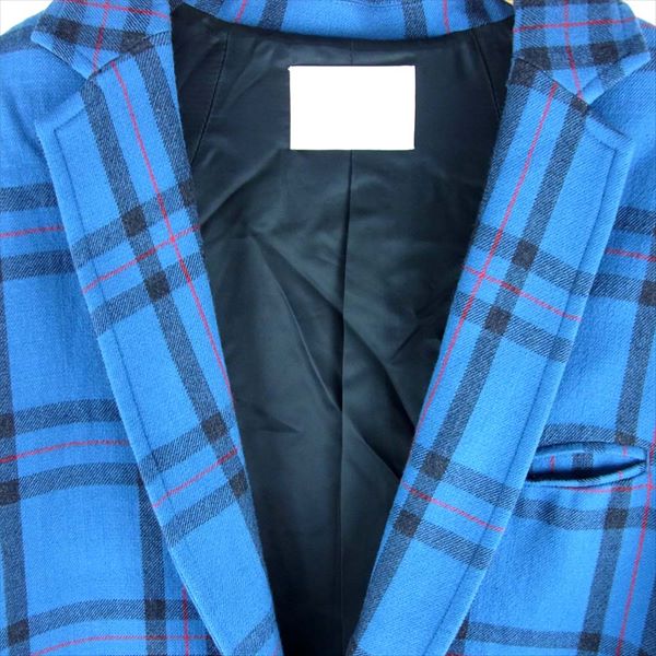 NEON SIGN ネオンサイン 15AW Elliot Maxi Coat 358 メルトン エリオット タータン チェック ワイド チェスター コート 青系 1【美品】【中古】