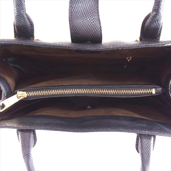 RALPH LAUREN ラルフローレン RLL 型押し 2WAY ショルダー ハンド バッグ 黒系【中古】