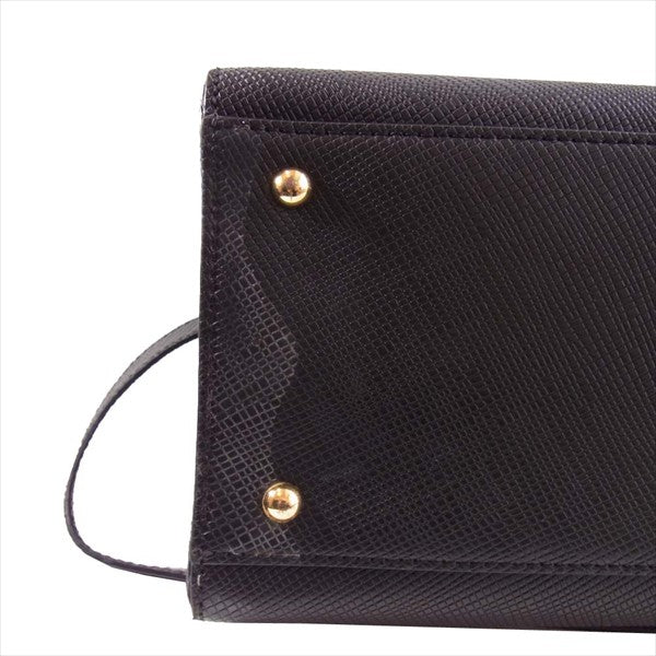RALPH LAUREN ラルフローレン RLL 型押し 2WAY ショルダー ハンド バッグ 黒系【中古】