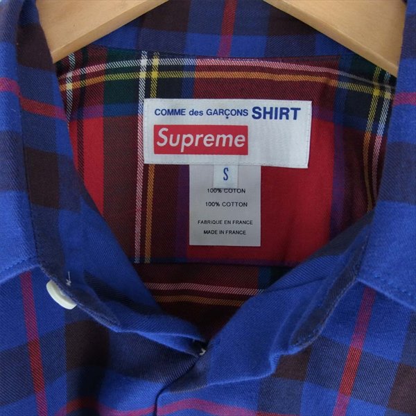 Supreme シュプリーム COMME des GARCONS コムデギャルソン 15AW Button Down Shirt ボタンダウン 長袖シャツ ブルー系 S【中古】