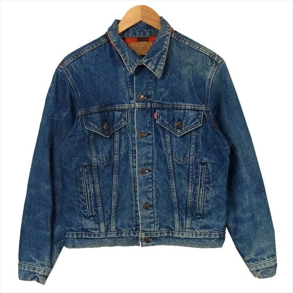 Levi's リーバイス 90s 70411 3rd USA製 チェック ネルライナー デニム ジャケット インディゴブルー系 40【中古】
