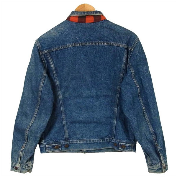 Levi's リーバイス 90s 70411 3rd USA製 チェック ネルライナー デニム ジャケット インディゴブルー系 40【中古】