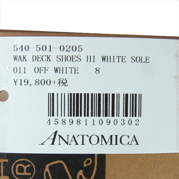 アナトミカ 540-501-0205 ×ワクワ WAKOUWA WAK DECK SHOES HI WHITE SOLE ハイカット スニーカー ホワイト系 26cm【美品】【中古】