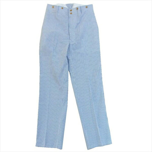 アナトミカ BJ PANTS BLUE シアサッカー ストライプ タック コットンパンツ 白×青系 40【美品】【中古】