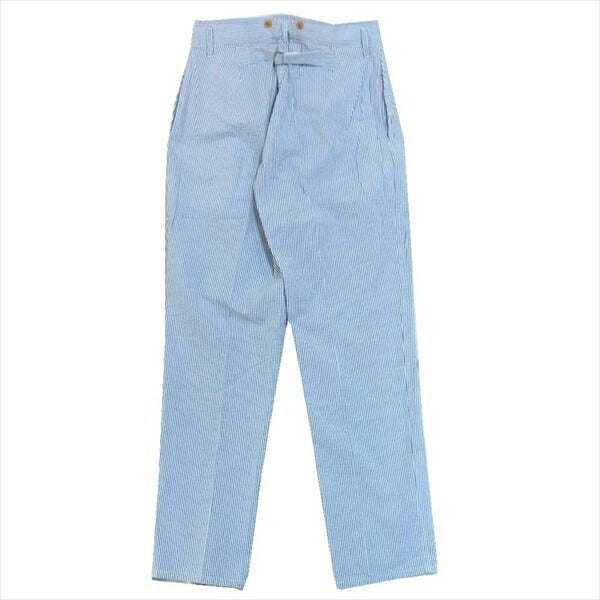 アナトミカ BJ PANTS BLUE シアサッカー ストライプ タック コットンパンツ 白×青系 40【美品】【中古】