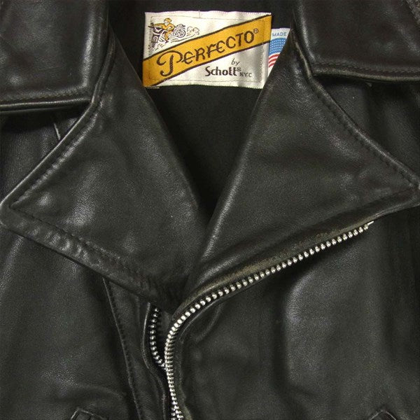 schott ショット 621 編み上げ アメリカ製 ダブル ライダース ジャケット ブラック系 34【中古】
