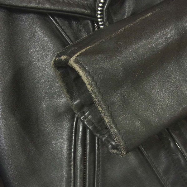 schott ショット 621 編み上げ アメリカ製 ダブル ライダース ジャケット ブラック系 34【中古】