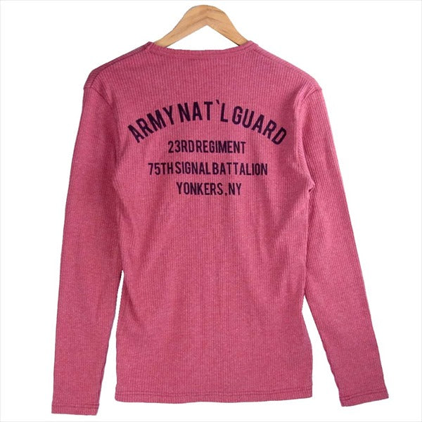 AVIREX アヴィレックス 6143542 L/S PRINT V NECK TEE Vネック ロングスリーブ Tシャツ ピンク系 L【中古】