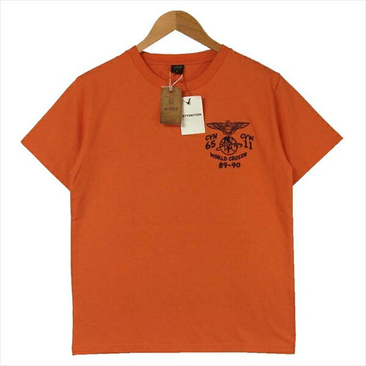 AVIREX アヴィレックス 6183372 EMBROIDERED T-SHIRT USS ENTERPRISE エンタープライズ 刺繍 Tシャツ オレンジ系 M【新古品】【未使用】【中古】