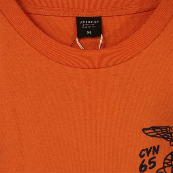 AVIREX アヴィレックス 6183372 EMBROIDERED T-SHIRT USS ENTERPRISE エンタープライズ 刺繍 Tシャツ オレンジ系 M【新古品】【未使用】【中古】