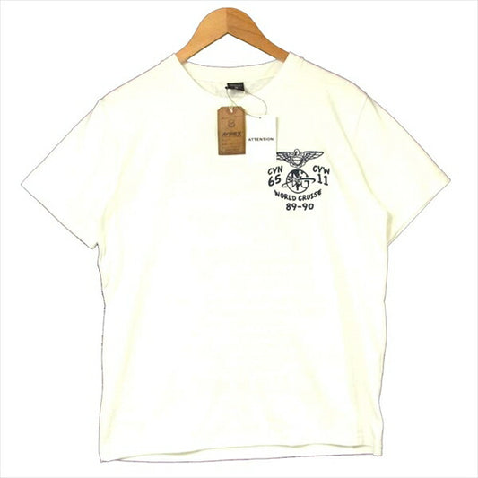 AVIREX アヴィレックス 6183372 EMBROIDERED T-SHIRT USS ENTERPRISE エンタープライズ 刺繍 Tシャツ オフホワイト系 M【新古品】【未使用】【中古】