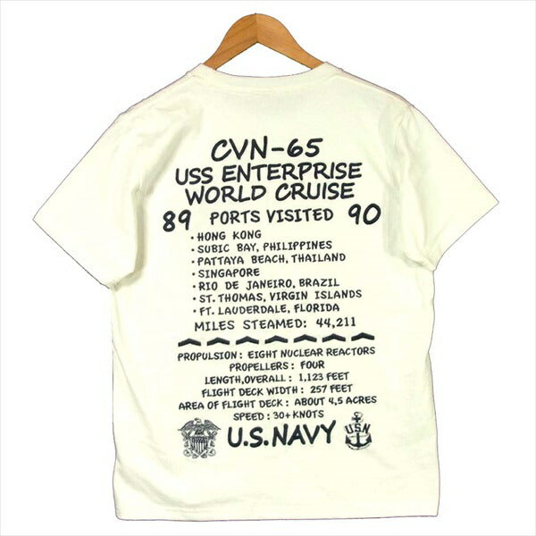 AVIREX アヴィレックス 6183372 EMBROIDERED T-SHIRT USS ENTERPRISE エンタープライズ 刺繍 Tシャツ オフホワイト系 M【新古品】【未使用】【中古】