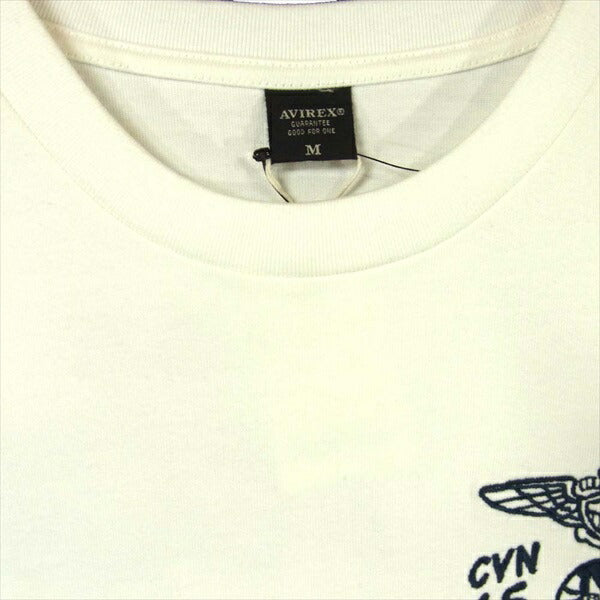 AVIREX アヴィレックス 6183372 EMBROIDERED T-SHIRT USS ENTERPRISE エンタープライズ 刺繍 Tシャツ オフホワイト系 M【新古品】【未使用】【中古】