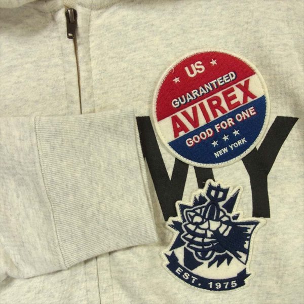 AVIREX アヴィレックス 6163490 AIR CORPS CUSTOM SWEAT PARKA エアコープス カスタム スウェット ジップ パーカー グレー系 L【中古】