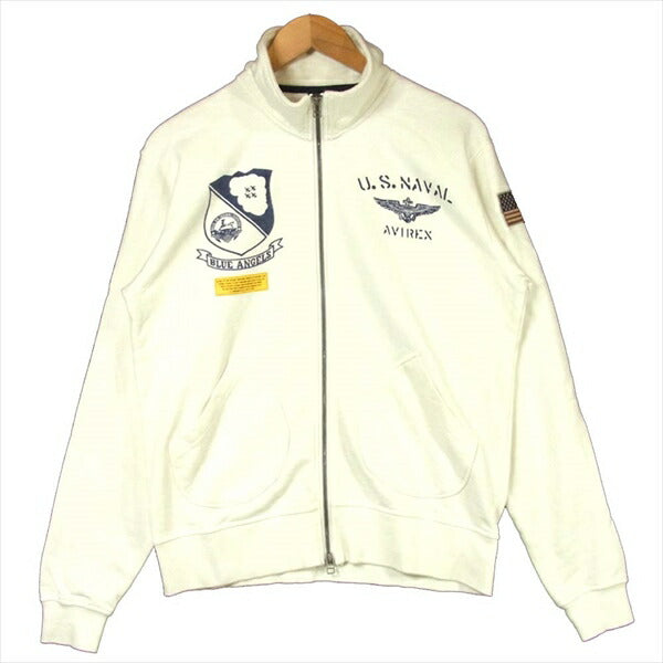 AVIREX アヴィレックス 6163354 BLUE ANGELS STAND ZIP SWEAT ブルーエンジェル スタンドジップ スウェット ジャケット オフホワイト系 L【中古】