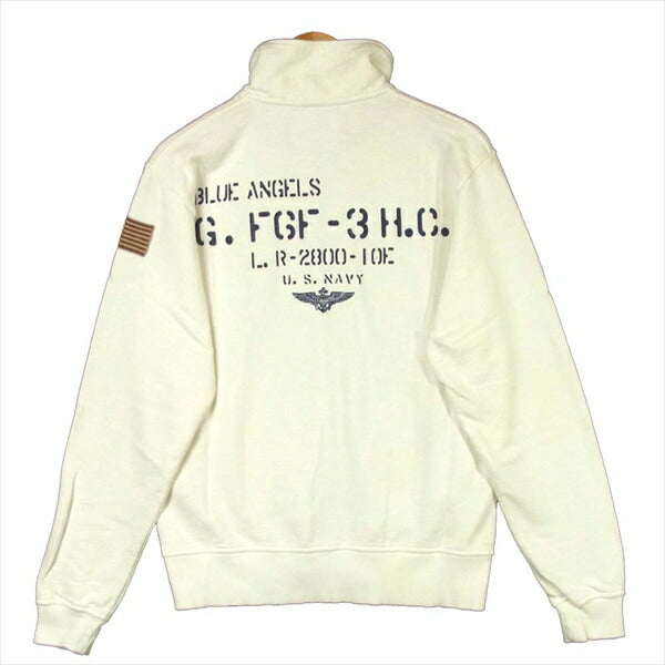 AVIREX アヴィレックス 6163354 BLUE ANGELS STAND ZIP SWEAT ブルーエンジェル スタンドジップ スウェット ジャケット オフホワイト系 L【中古】