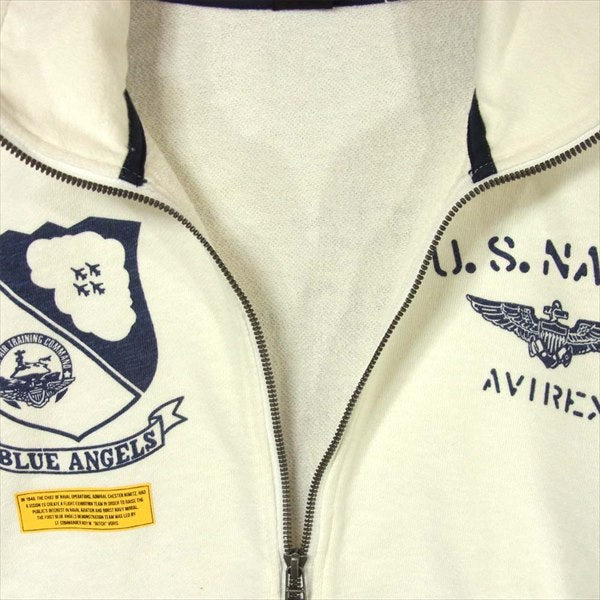 AVIREX アヴィレックス 6163354 BLUE ANGELS STAND ZIP SWEAT ブルーエンジェル スタンドジップ スウェット ジャケット オフホワイト系 L【中古】