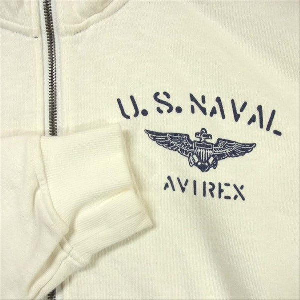 AVIREX アヴィレックス 6163354 BLUE ANGELS STAND ZIP SWEAT ブルーエンジェル スタンドジップ スウェット ジャケット オフホワイト系 L【中古】