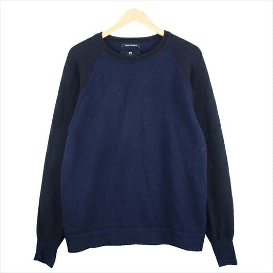 Nigel Cabourn ナイジェルケーボン バイカラー ウール ニット ニット ネイビー系 50【中古】