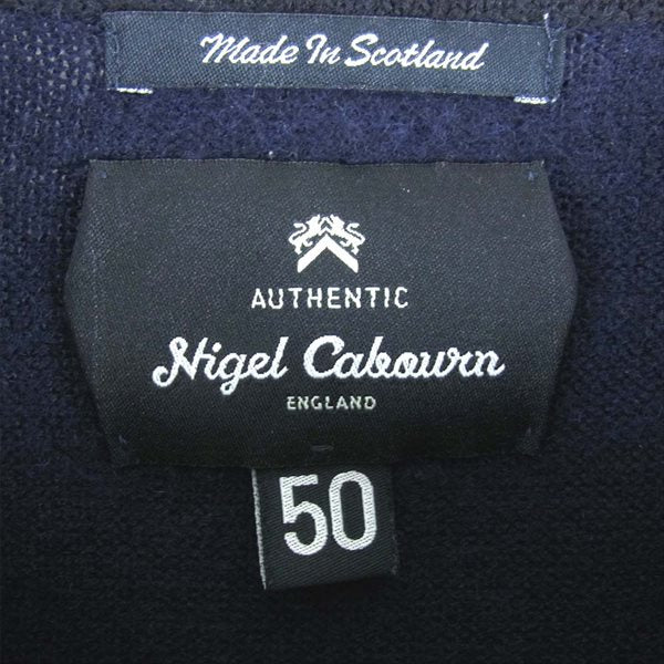 Nigel Cabourn ナイジェルケーボン バイカラー ウール ニット ニット ネイビー系 50【中古】