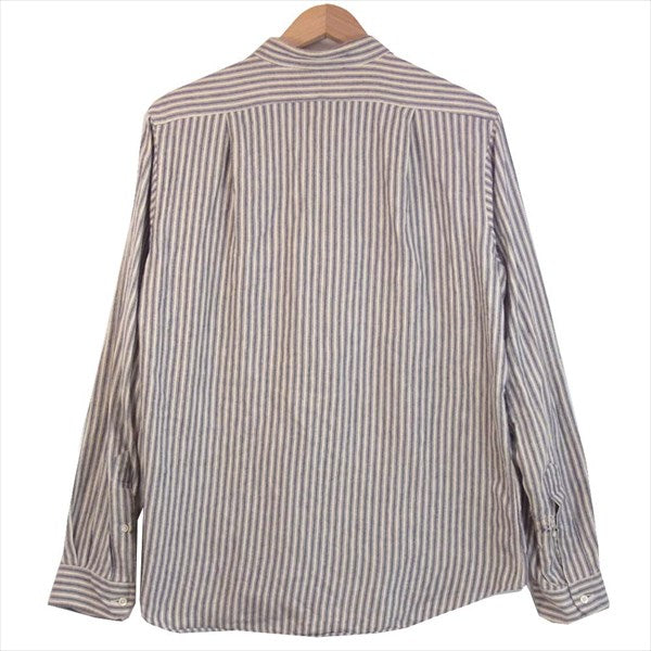 INDIVIDUALIZED SHIRTS インディビジュアライズドシャツ スタンドカラー コットン ストライプ シャツ 長袖シャツ 紺×白 16-34【中古】