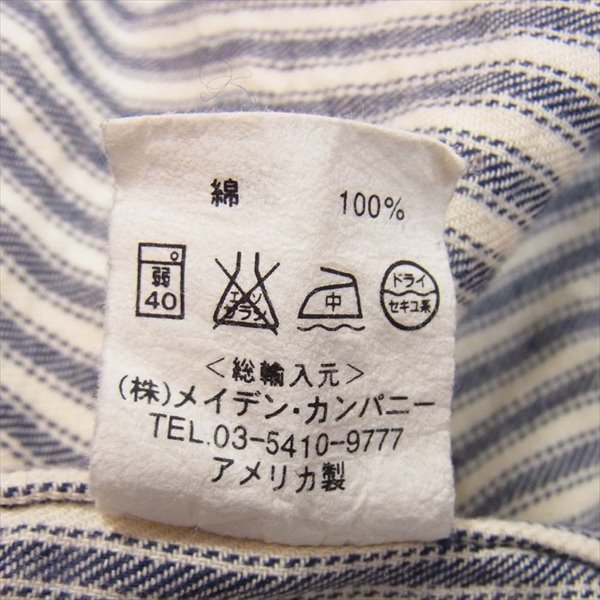 INDIVIDUALIZED SHIRTS インディビジュアライズドシャツ スタンドカラー コットン ストライプ シャツ 長袖シャツ 紺×白 16-34【中古】