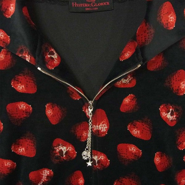 HYSTERIC GLAMOUR ヒステリックグラマー 2CF-7730 苺スカル レディース ジップパーカー ブラック系 FREE【中古】