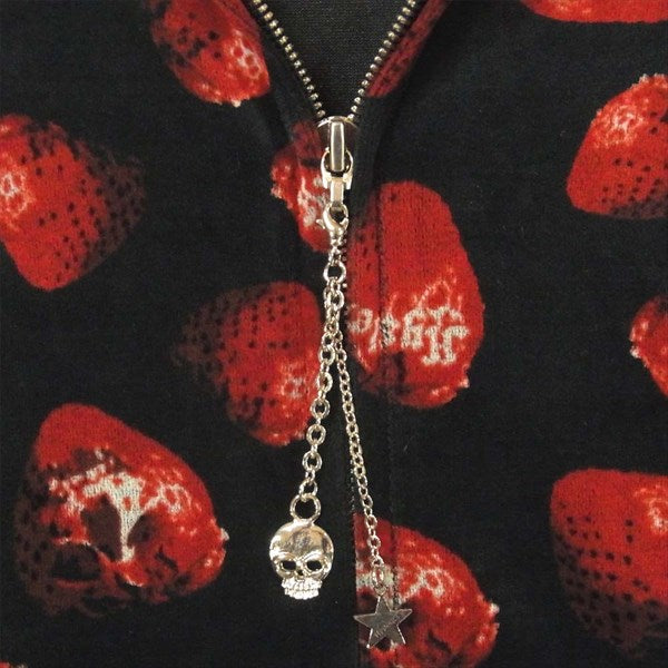 HYSTERIC GLAMOUR ヒステリックグラマー 2CF-7730 苺スカル レディース ジップパーカー ブラック系 FREE【中古】