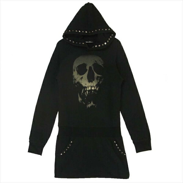 HYSTERIC GLAMOUR ヒステリックグラマー 0114CO07 スタッズ スカル プリント パーカー レディース ワンピース ブラック系 FREE【中古】