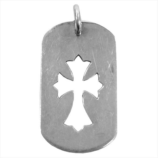 CHROME HEARTS クロムハーツ（原本無） ラージ ドッグタグ カットアウトクロス ペンダントトップ シルバー【中古】
