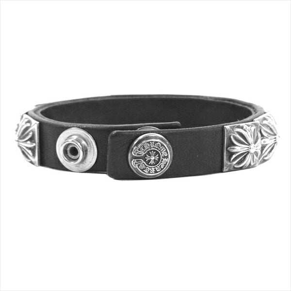 CHROME HEARTS クロムハーツ（原本無） ZERO STUD SNGL ROW ゼロピラミッド シングル ロウ スタッズ レザー ブレスレット シルバー【中古】