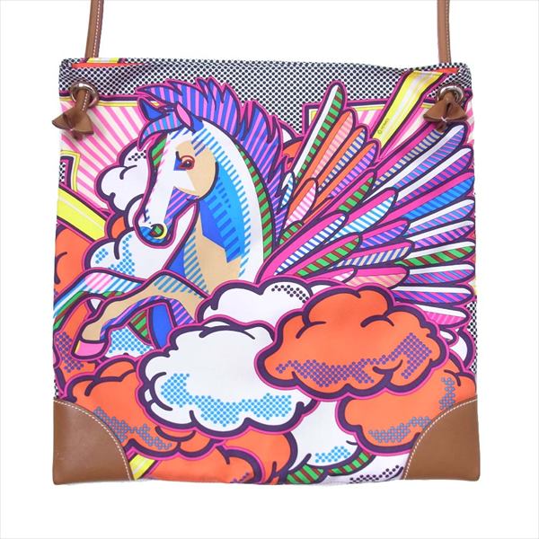 HERMES エルメス T刻印 シルキーシティPM ペガサスポップ ショルダー レディース バッグ マルチカラー系【中古】