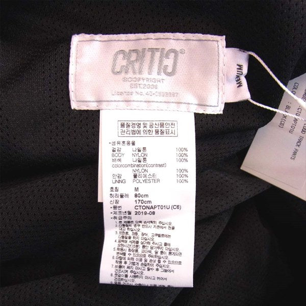 クリティック CTONAPT01U SIDE LOGO TRACK PANT サイドロゴ トラック パンツ 黒系 M【新古品】【未使用】【中古】